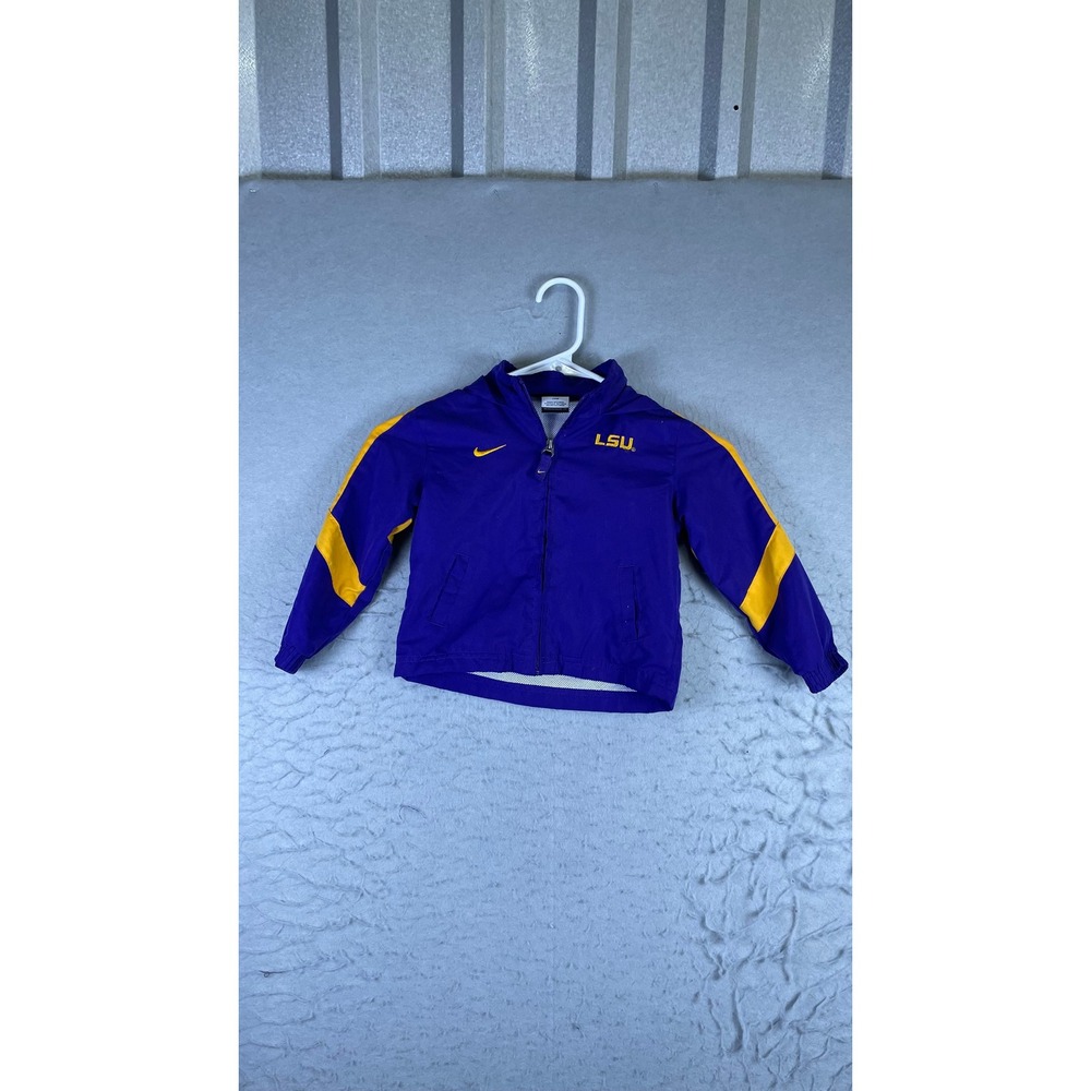 Nike Windbreaker Jacket Toddler 24M Purple Excellent LSU Tigers Hooded Zip